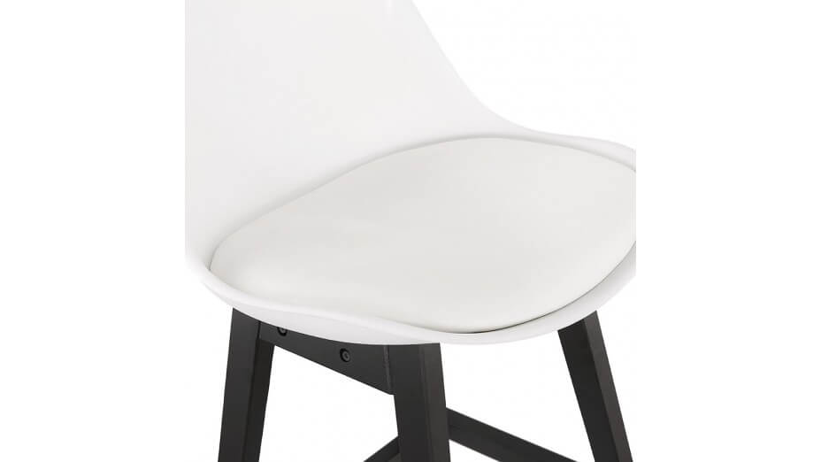 Tabouret snack Mi-hauteur blanc pieds noir - Rima