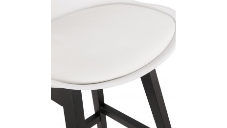 Tabouret snack Mi-hauteur blanc pieds noir - Rima