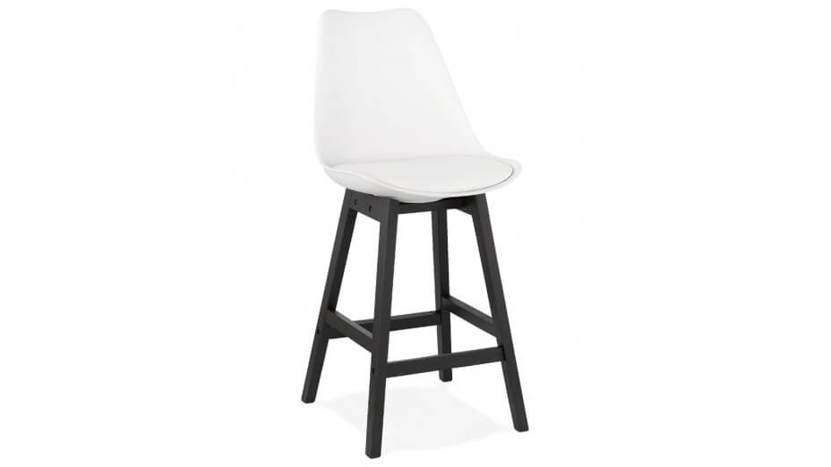 Tabouret snack Mi-hauteur blanc pieds noir - Rima