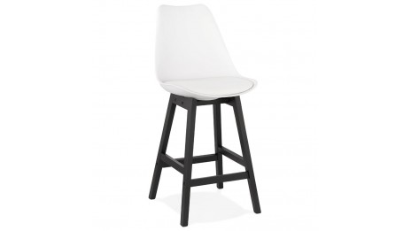 Tabouret snack Mi-hauteur blanc pieds noir - Rima