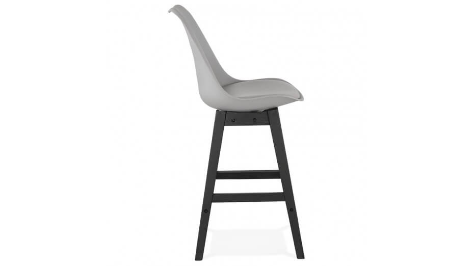 Tabouret snack Mi-hauteur gris pieds noir - Rima