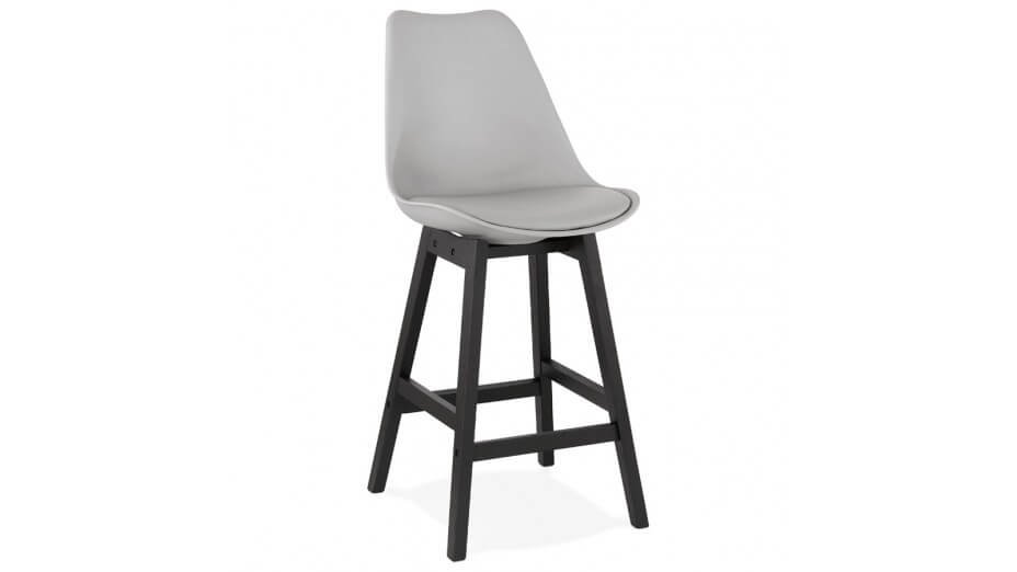 Tabouret snack Mi-hauteur gris pieds noir - Rima