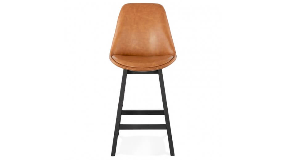 Tabouret snack Mi-hauteur similicuir brun pieds noir - DADDY Tabouret snack Mi-hauteur similicuir brun pieds noir - DADDY