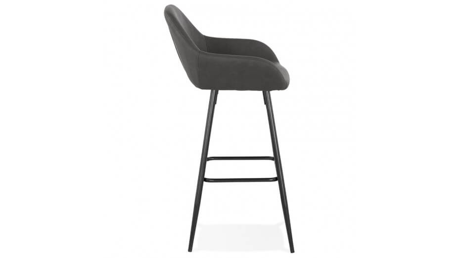 Tabouret de bar similicuir gris foncé - Lison