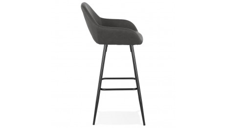 Tabouret de bar similicuir gris foncé - Lison
