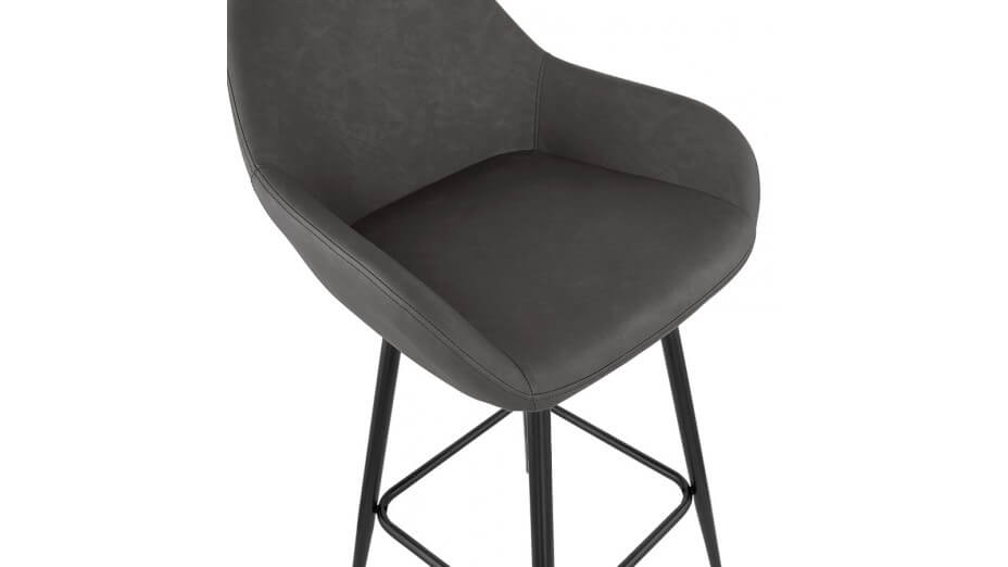 Tabouret de bar similicuir gris foncé - Lison