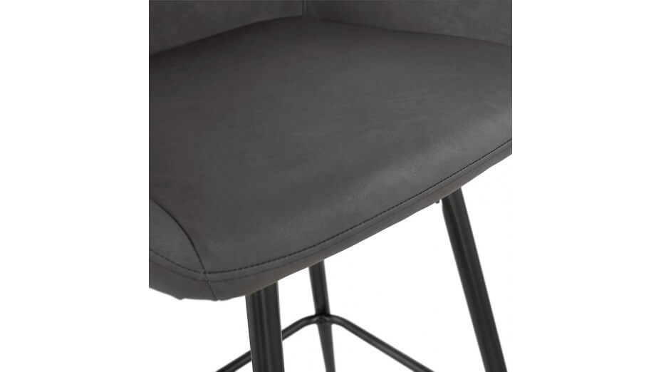 Tabouret de bar similicuir gris foncé - Lison