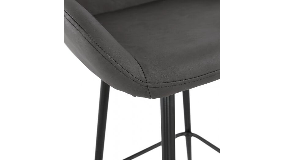 Tabouret de bar similicuir gris foncé - Lison