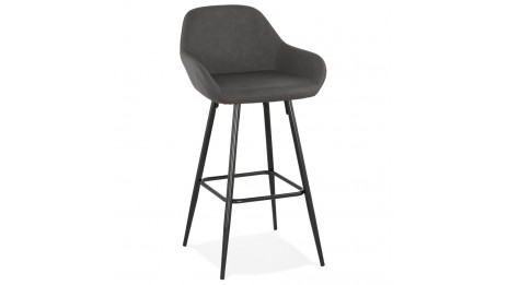 Tabouret de bar similicuir gris foncé - Lison