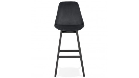 Tabouret de bar velours noir pied bois noir - Manon