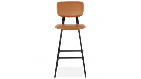 Tabouret de bar vintage brun pied noir - Louis