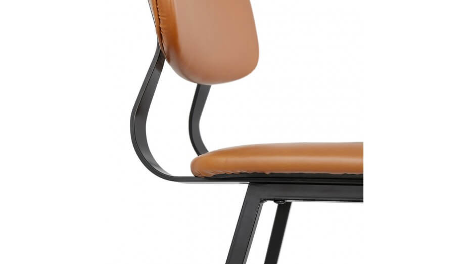 Tabouret de bar vintage brun pied noir - Louis