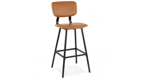 Tabouret de bar vintage brun pied noir - Louis