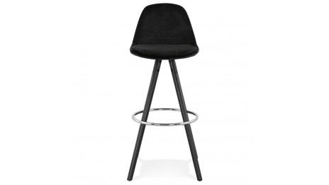 Tabouret de Bar design velours noir pieds noir - Gabin