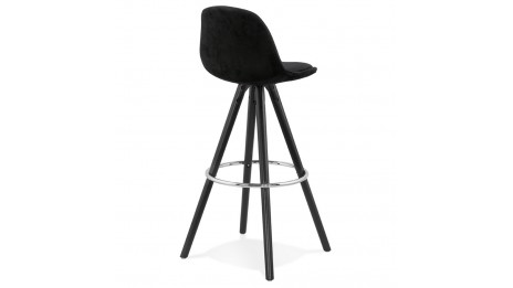 Tabouret de Bar design velours noir pieds noir - Gabin