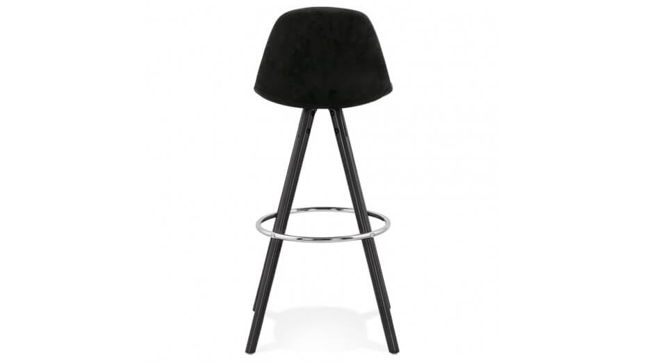 Tabouret de Bar design velours noir pieds noir - Gabin