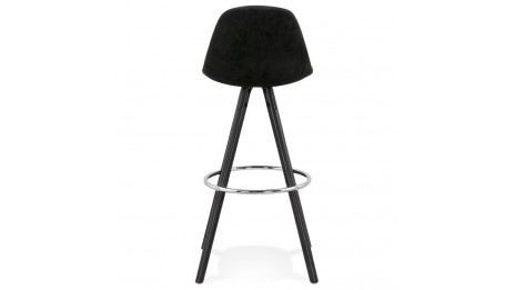 Tabouret de Bar design velours noir pieds noir - Gabin