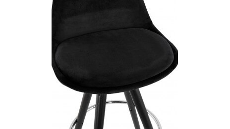 Tabouret de Bar design velours noir pieds noir - Gabin