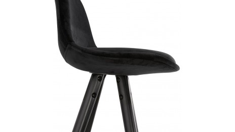 Tabouret de Bar design velours noir pieds noir - Gabin