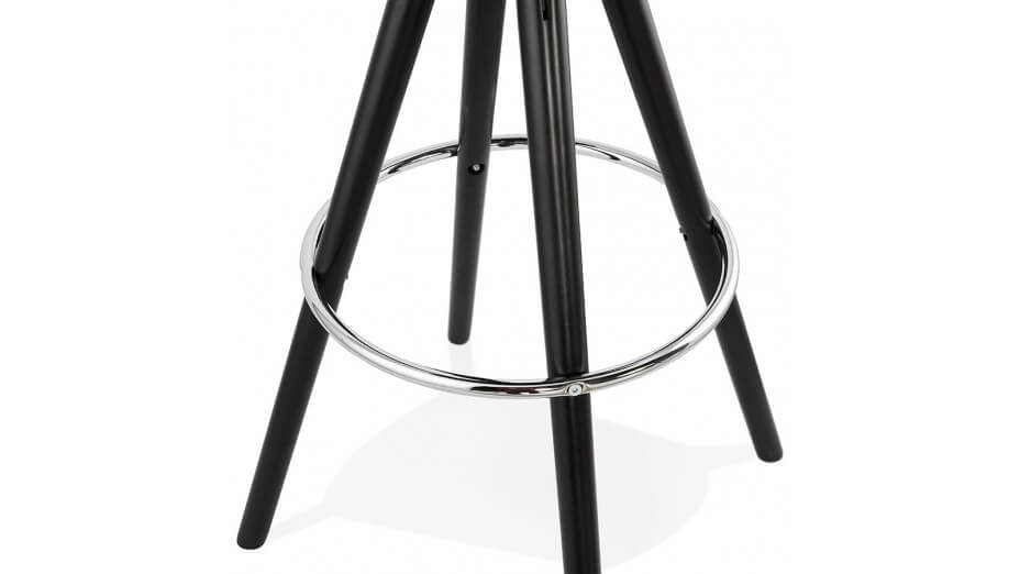 Tabouret de Bar design velours noir pieds noir - Gabin