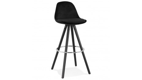 Tabouret de Bar design velours noir pieds noir - Gabin