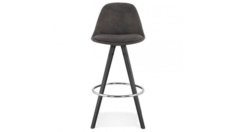 Tabouret snack Mi-hauteur microfibre noir pieds noir - Emil