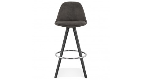 Tabouret snack Mi-hauteur microfibre noir pieds noir - Emil