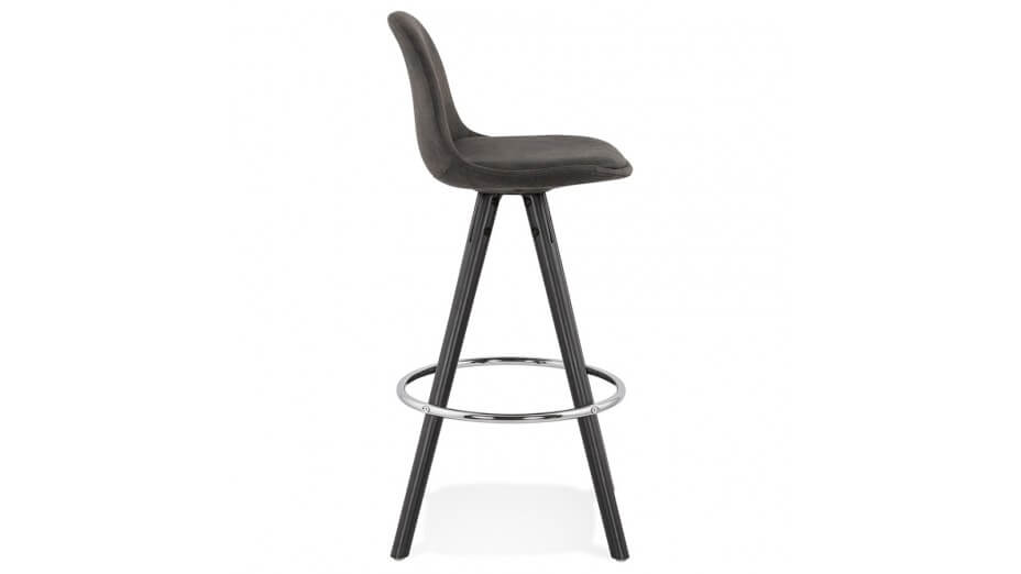 Tabouret snack Mi-hauteur microfibre noir pieds noir - Emil