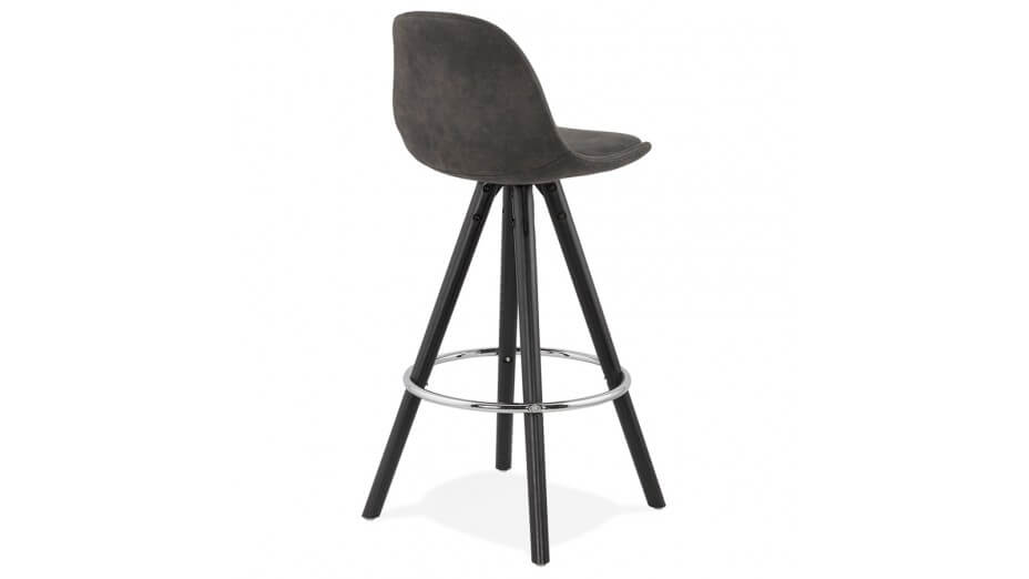 Tabouret snack Mi-hauteur microfibre noir pieds noir - Emil