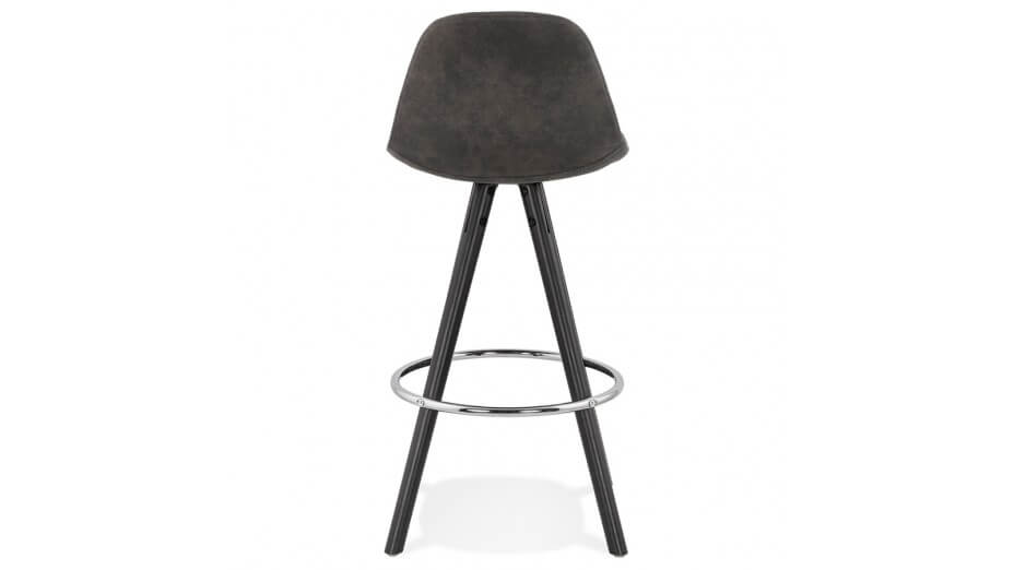 Tabouret snack Mi-hauteur microfibre noir pieds noir - Emil