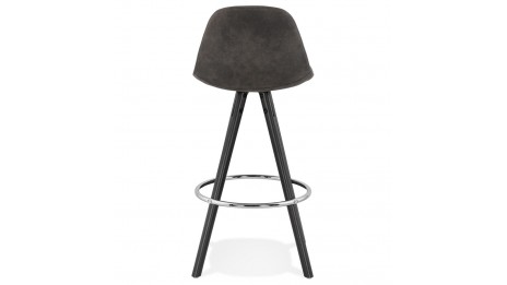 Tabouret snack Mi-hauteur microfibre noir pieds noir - Emil