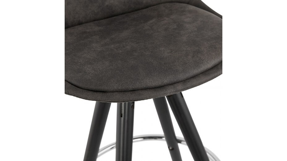 Tabouret snack Mi-hauteur microfibre noir pieds noir - Emil