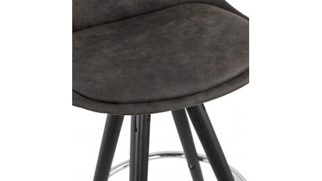 Tabouret snack Mi-hauteur microfibre noir pieds noir - Emil