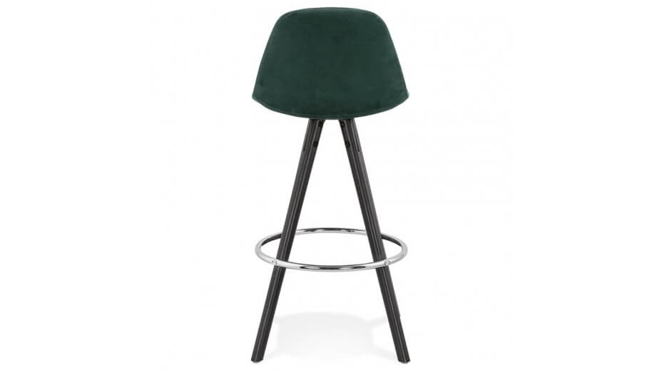Tabouret snack Mi-hauteur velours vert pieds noir - Gabin