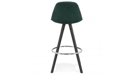 Tabouret snack Mi-hauteur velours vert pieds noir - Gabin