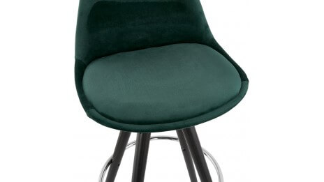 Tabouret snack Mi-hauteur velours vert pieds noir - Gabin