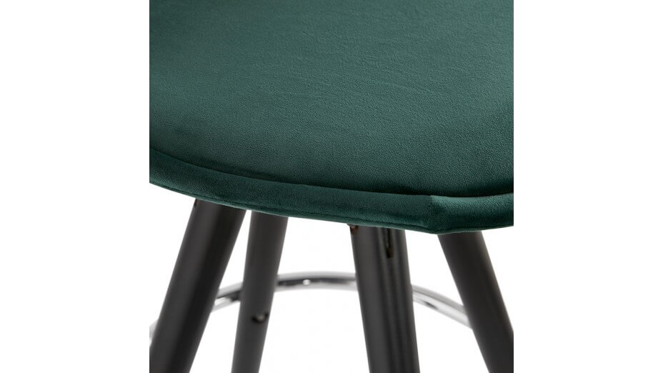 Tabouret snack Mi-hauteur velours vert pieds noir - Gabin