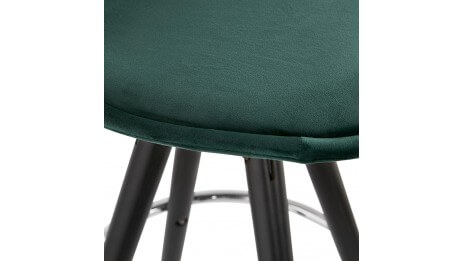 Tabouret snack Mi-hauteur velours vert pieds noir - Gabin
