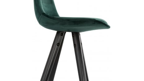 Tabouret snack Mi-hauteur velours vert pieds noir - Gabin
