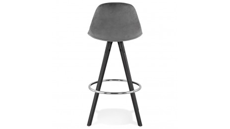 Tabouret snack Mi-hauteur velours gris pieds noir - Gabin