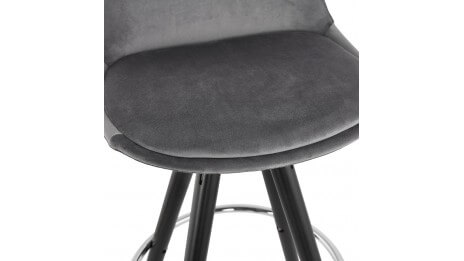 Tabouret snack Mi-hauteur velours gris pieds noir - Gabin