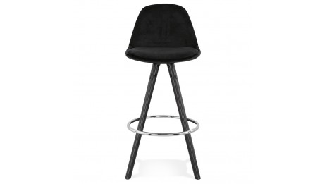 Tabouret snack Mi-hauteur velours noir pieds noir - Gabin