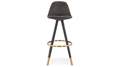 Tabouret de bar microfibre Gris pieds noir - Billy