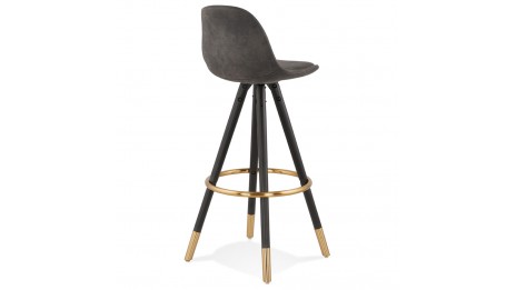 Tabouret de bar microfibre Gris pieds noir - Billy