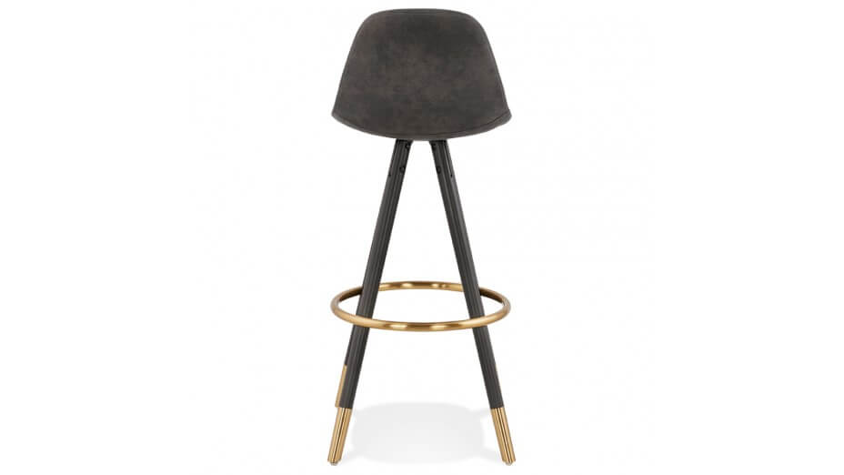 Tabouret de bar microfibre Gris pieds noir - Billy