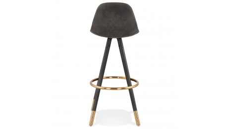Tabouret de bar microfibre Gris pieds noir - Billy