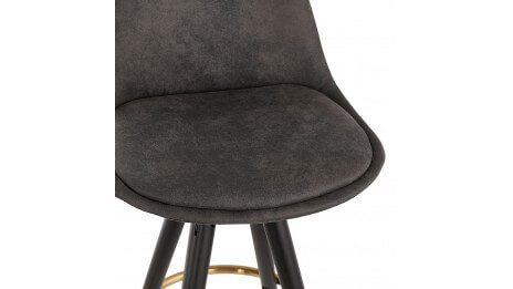 Tabouret de bar microfibre Gris pieds noir - Billy