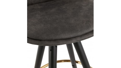 Tabouret de bar microfibre Gris pieds noir - Billy