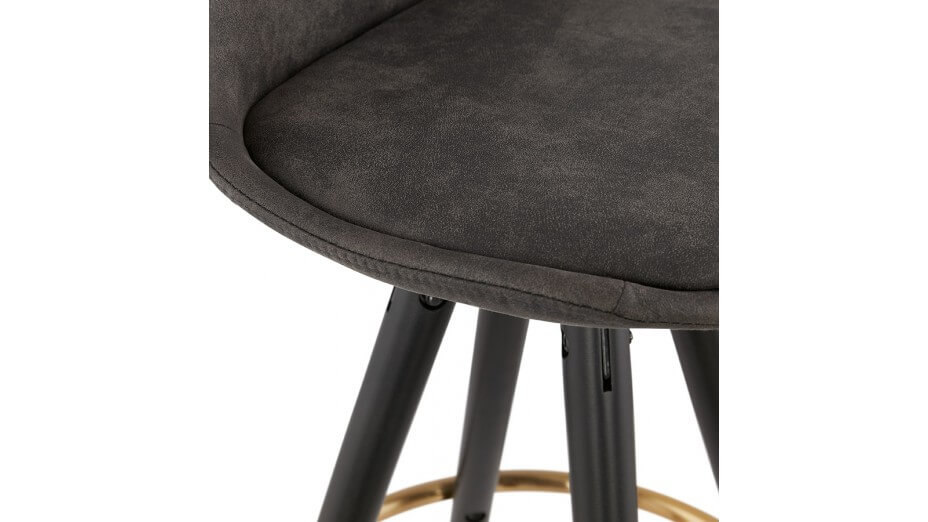 Tabouret de bar microfibre Gris pieds noir - Billy