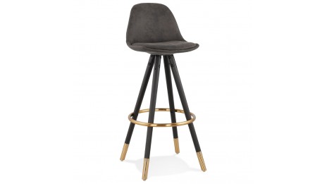 Tabouret de bar microfibre Gris pieds noir - Billy
